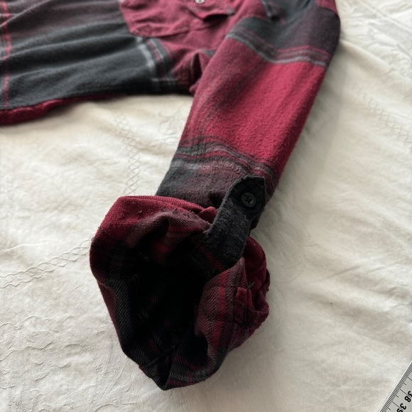 Burnside‎ Men's Wine Plaid Long Sleeve Flannel Button Up Shirt Size X-Large - Picture 7 of 14